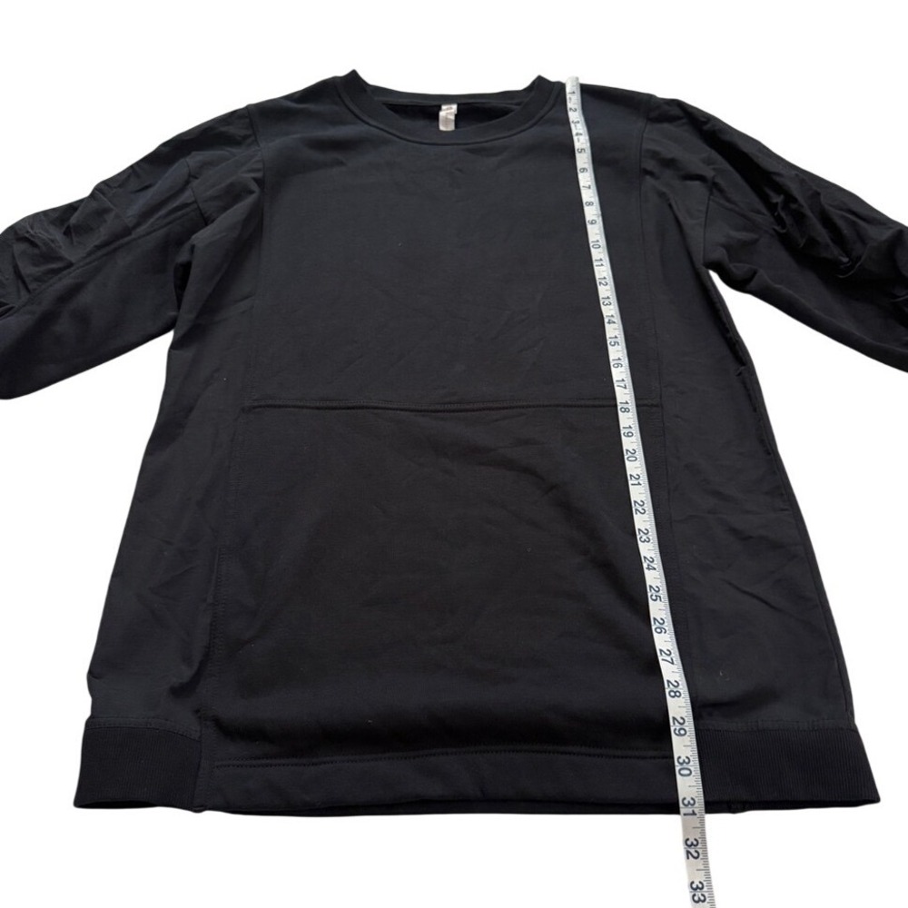 Anthropologie Daily Practice Black Ruched Sleeve Sweatshirt Mini Dress M Sporty - Picture 7 of 12